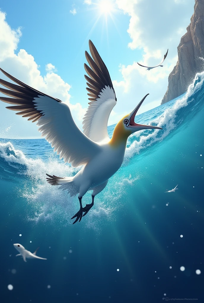 gannet bird fishing