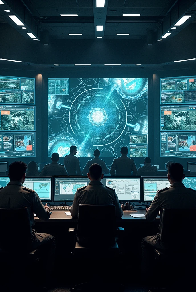 Military, charts, big screen, control room, command room, technology,
