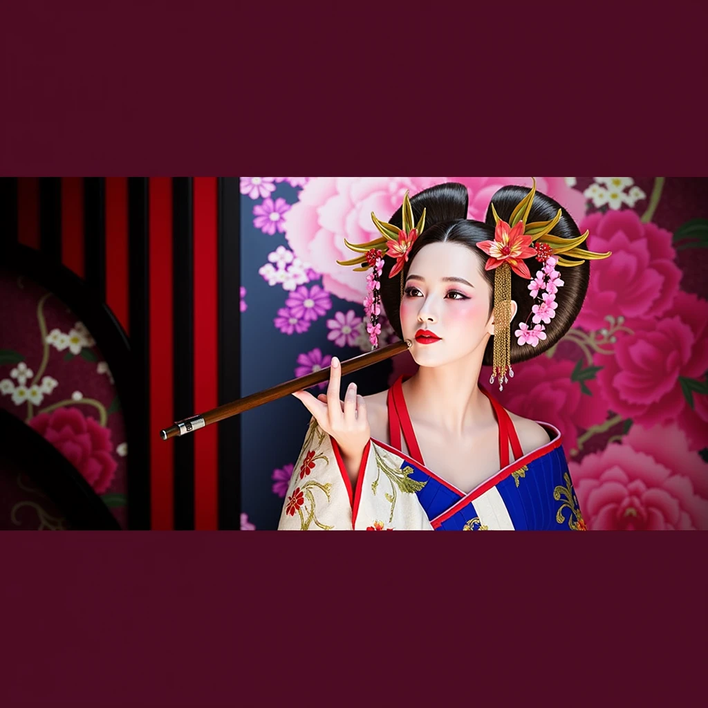 3d、Fox face、Oiran、high resolution、high quality、beautiful、beautiful、