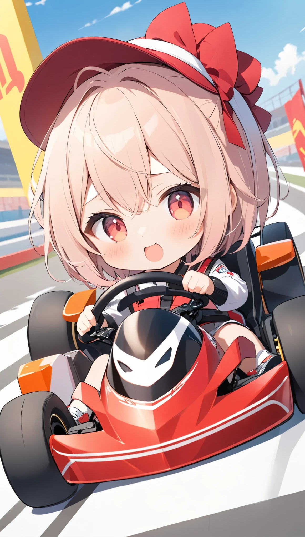 Racetrack、Go-kart、Go-kartでレース、A heated battle、cute、Little