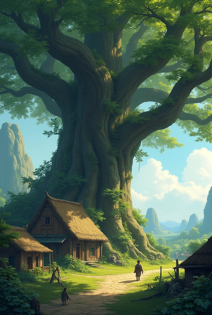 10 village siting under tree
person taking