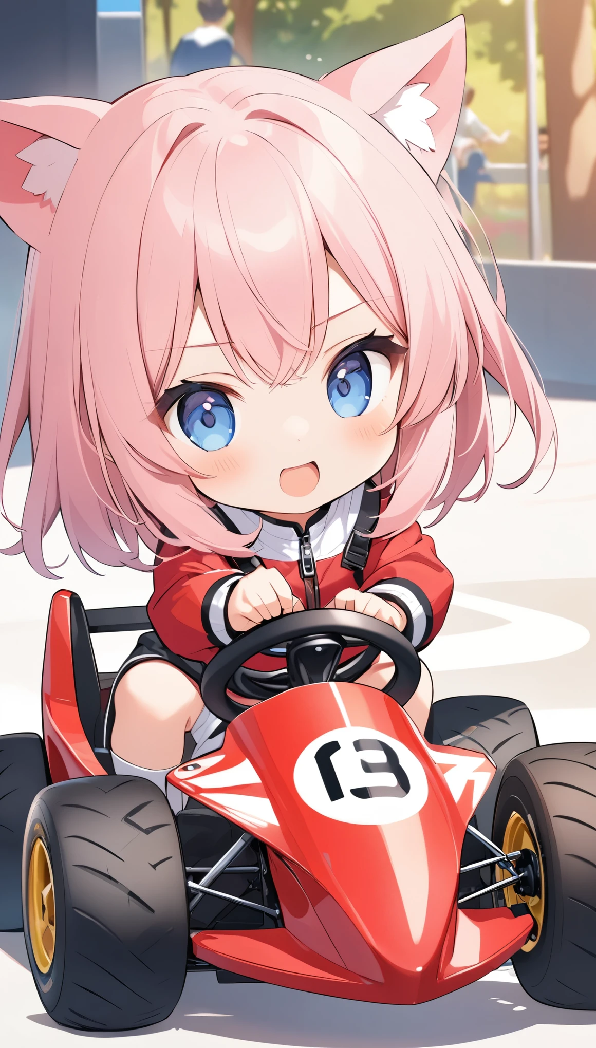 Racetrack、Same size tires、Take the wheel、Go-kart、Go-kartでレース、A heated battle、cute、Little