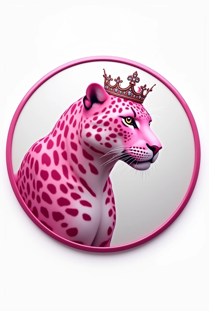 Create white round shield, with pink leopard and a cute princess crown , the shield is round