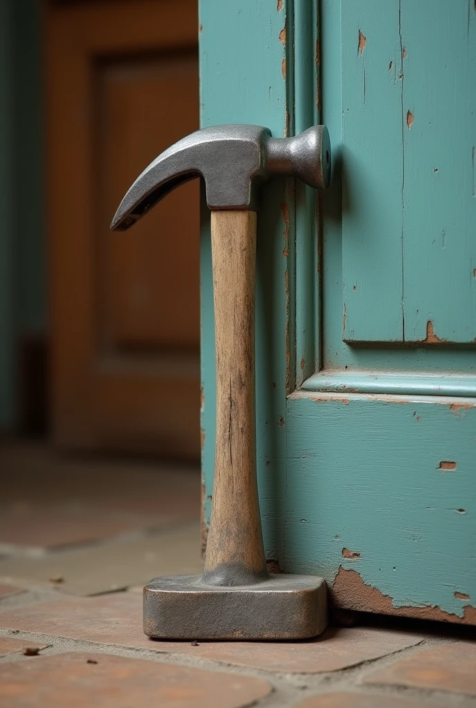 The hammer is wedged under a door, preventing it from closing.Who needs a doorstop when you have a hammer? Just slide it under the door, and it’ll keep the door propped open with a touch of rugged style.