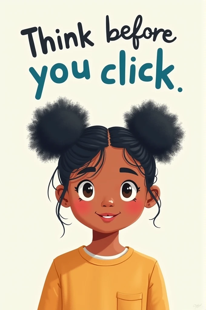 can you make a poster slogan "THINK BEFORE YOU CLICK" with the cute girl background media