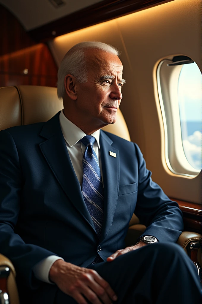 Joe Biden in a private jet