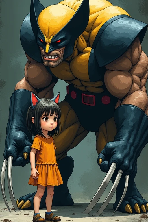Cat-eared girl, Wolverine with only hands