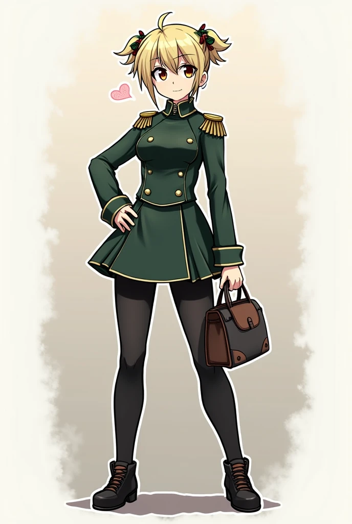 Change this girl's skirt into long pants and make her chest flatter
