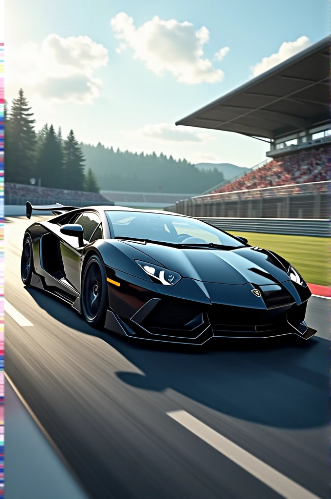 Lamborghini with modified in black colour in race track