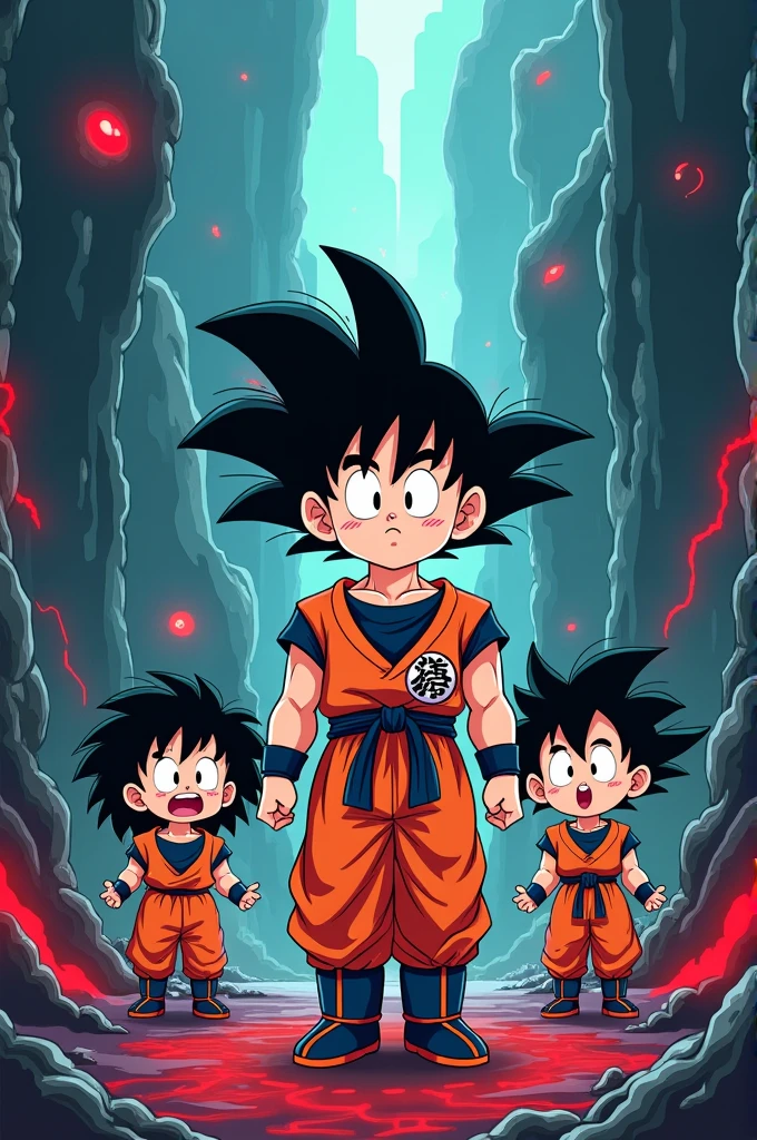 Cartoon of Goku in hell with the s 