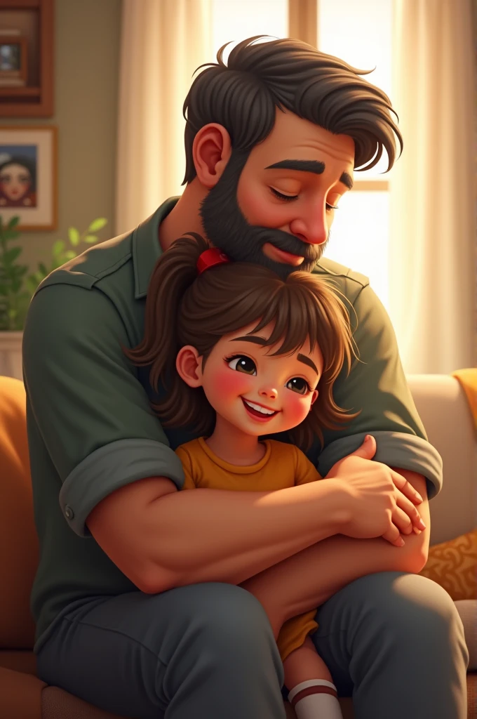 Father hugging a girl  