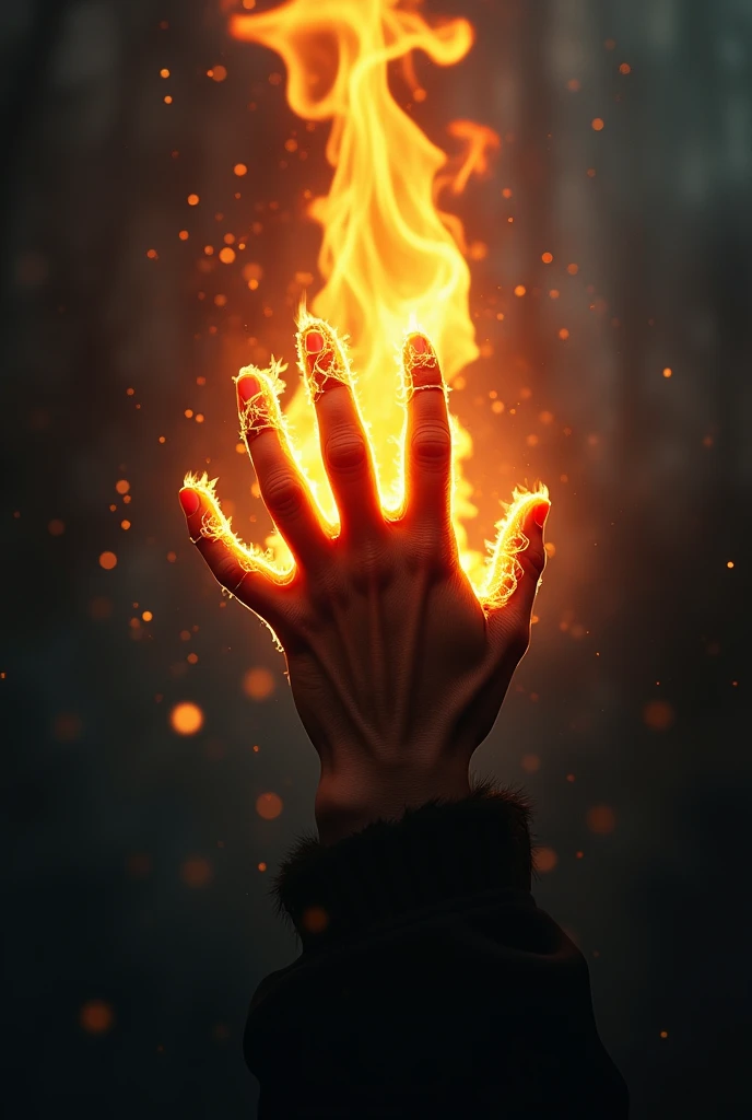 A movie poster, with one hand controlling the fire in it