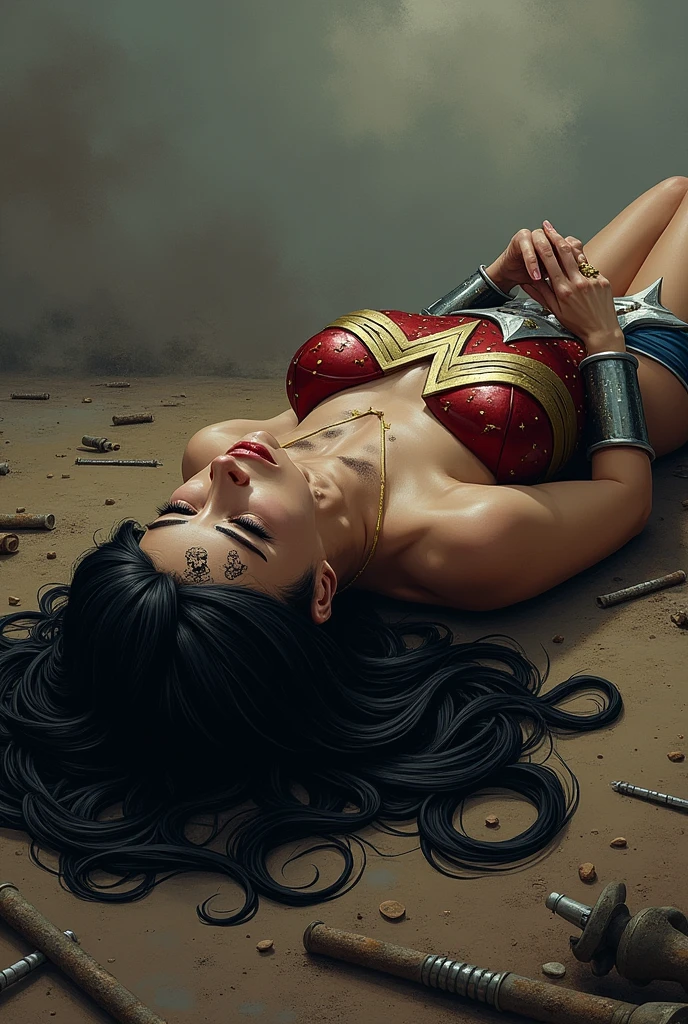 Wonder women but just left skull and bones as she die in war