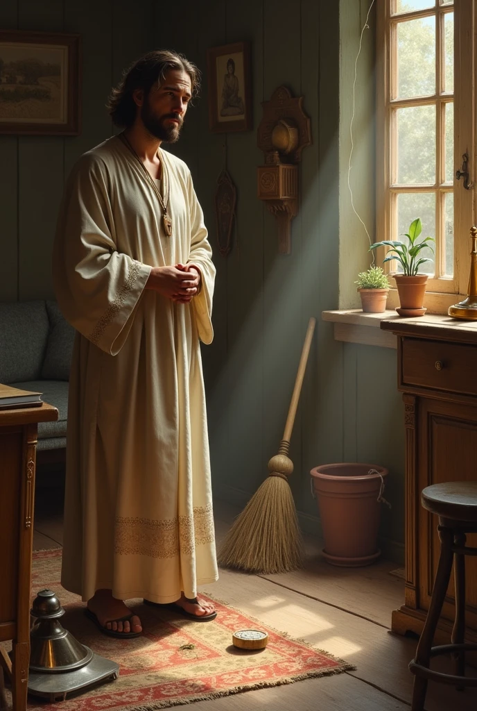 It creates the image of Jesus who, having ten silver coins, loses one.. he will light a lamp, will sweep the house and search carefully until he finds it