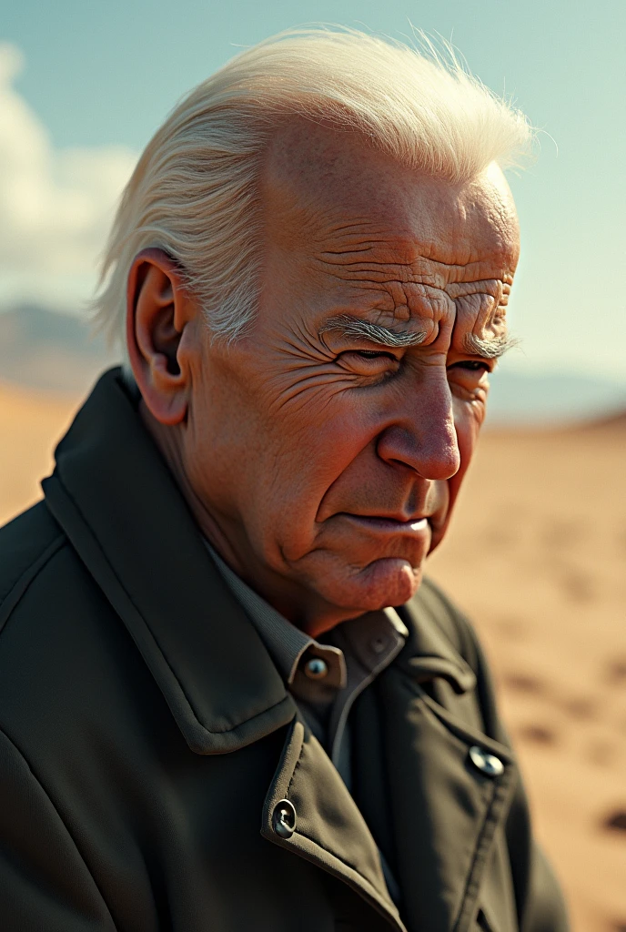 Joe Biden cries in the barren desert