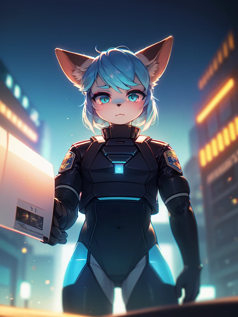 crt screencap of a cel animation still from a 1980s neon dystopian anime about a cyberpunk anthro kemono furry blue rabbit girl who patrols the streets looking for criminal robots, (blame! style abandoned tech landscape), (Zen, Amy Sol style), (((beats to relax/study to))), (((Lofi anthro kemono blue-furred rabbit girl in power armor sitting in metal chair behind computer terminal, behind giant glass terminal screen, beats to relax/study to))), (((blue kemono beastars furry rabbit anime hacker with small soft furry paws))), (((suspended glass cyberpunk computer terminals with robot rabbit in background))), ((glowing cyberdeck screens)), (underground, dark, foggy, perilous, abandoned dystopian apartment bedroom, deep windows), (abstract anthro rabbit figure wearing bunny ears), cover art with light abstraction, abstract, simple vector art, contemporary Cybernetic art, color gradients, soft color palettes, layered forms, whimsical animation, style Ethereal abstract, 4K, --v6