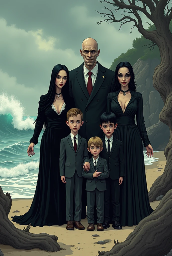 Addams family at the beach