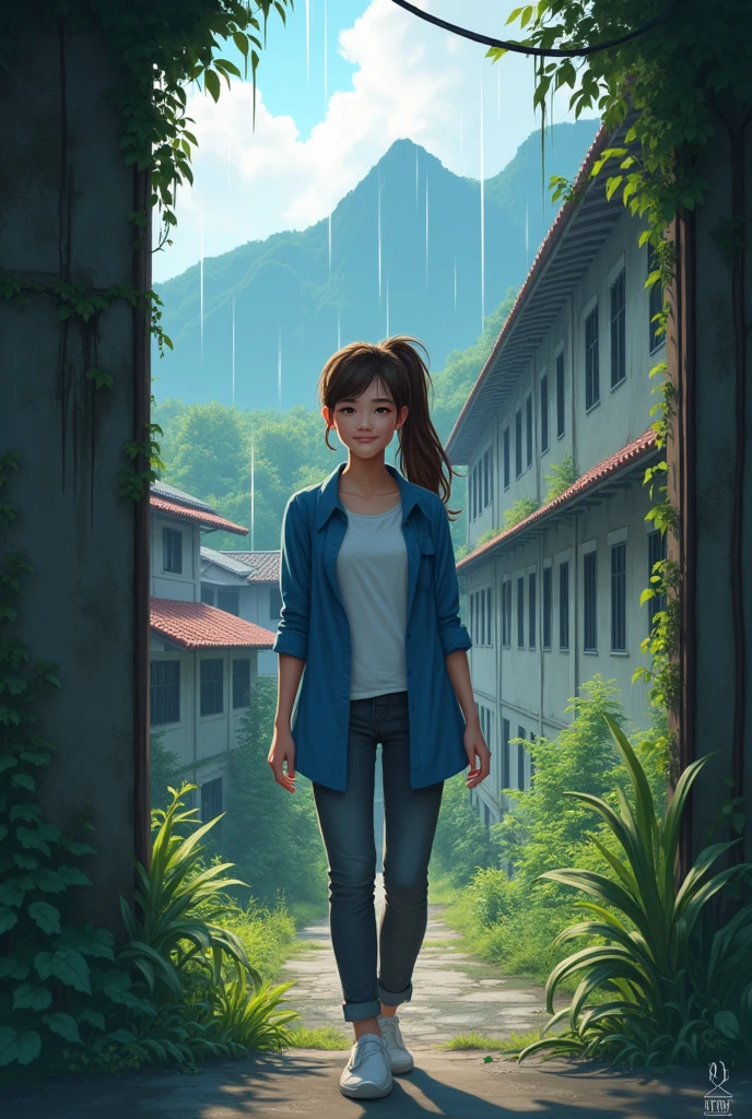 
Mae Fah Luang University is nestled among mountains and beautiful nature, but there is an air of mystery hidden in its grounds, especially in the university's dormitory which is rumored to be haunted at night.
Pim is a 2 woman with a cheerful and positive outlook on life. She has long brown hair tied in a ponytail, wears a blue and white shirt with dark gray jeans. She believes in the good in people and sees the world as full of hope and beauty.
Pim moved into a new dormitory at Mae Fah Luang University during the rainy season. The dormitory is old and has a chilly atmosphere, but Pim feels nothing unusual due to her positive nature and eagerness to experience new things.
