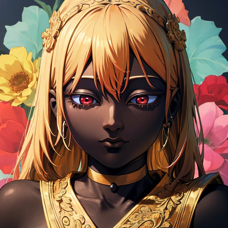 Buddha Statue, kitagawa marin, One girl, Blonde Hair, Long Hair, Multicolored Hair, Red eyes, jewelry, Earrings, Earrings, Black choker, uhd, retina, masterpiece, ccurate, anatomically correct, textured skin, super detail, high details, high quality, best quality, highres, 4K