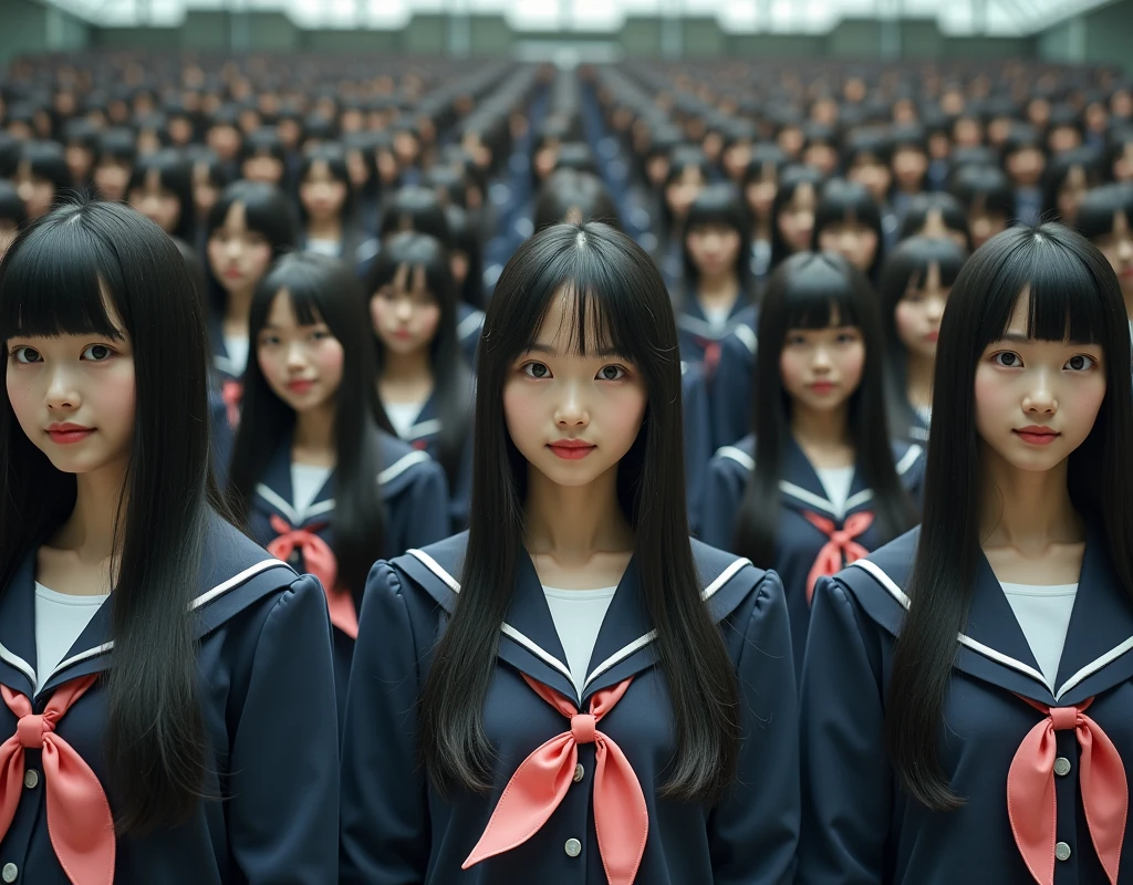 (Japanese Clone-girls=Myself), (Super Best masterpiece Clone-girls Raw Photography Art), (16K, Highest quality, Ultra-high resolution, RAW Photos), (It&#39;s so unrealistic., With unparalleled depiction, With an unfathomable sight, An unprecedented and shocking worldview, Clone-girls: In a world of mass reproduction, Ultra-realistic), (Japanese Girls, yo, Small face, Thick black hair, long hair, Dark Eyes, Mature face, かわいいsmile, Smiling face, A gentle gaze, Very pleasant look), (Very beautiful detailed girls, Accurate body structure, Accurate body movements, Very detailed body, (Super big breasts, Large bulge of ample breasts)), (Schoolgirl uniform, Short sleeve, mini skirt, Emphasise the fullness of your breasts), (Very detailed, Myself cloning, Depiction of splitting oneself, 1Myself girl→1,000,000,000,000,000,000,000,000,000,000Myself cloning girls), (Very detailed and intricate, Myself&#39;s body is multiplying, A perfectly matched depiction, (In the same female body,With the same face, With the same hairstyle, In the same clothes, At the same height, 同じSuper big breasts), 1,000,000,000,000,000,000,000,000,000,000 people mass proliferation), (Myself girls only), Academy, academic level, Commemorative photo depiction, Tiered stage photography, smile, Front view