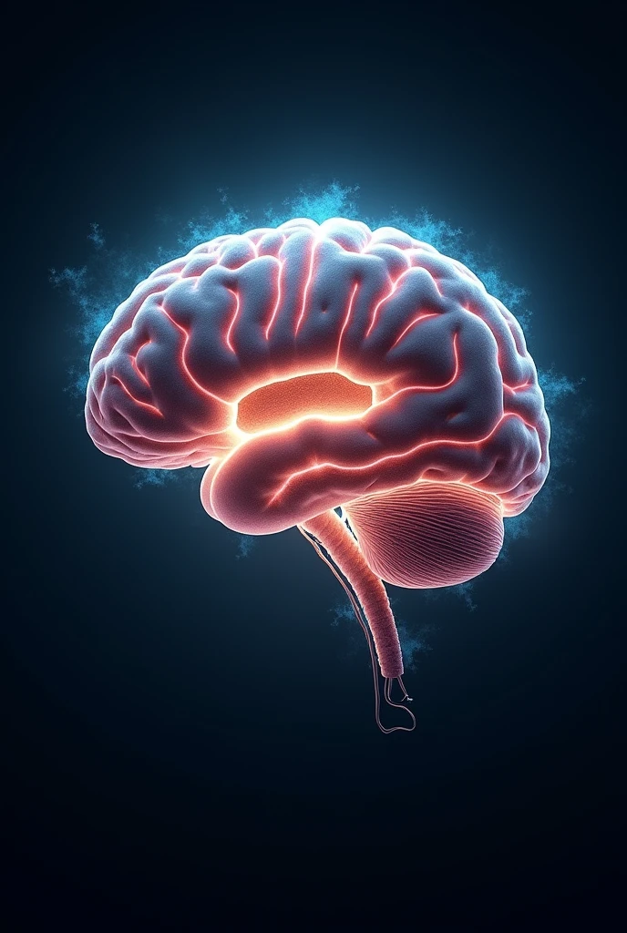 Draw a brain making itself glow