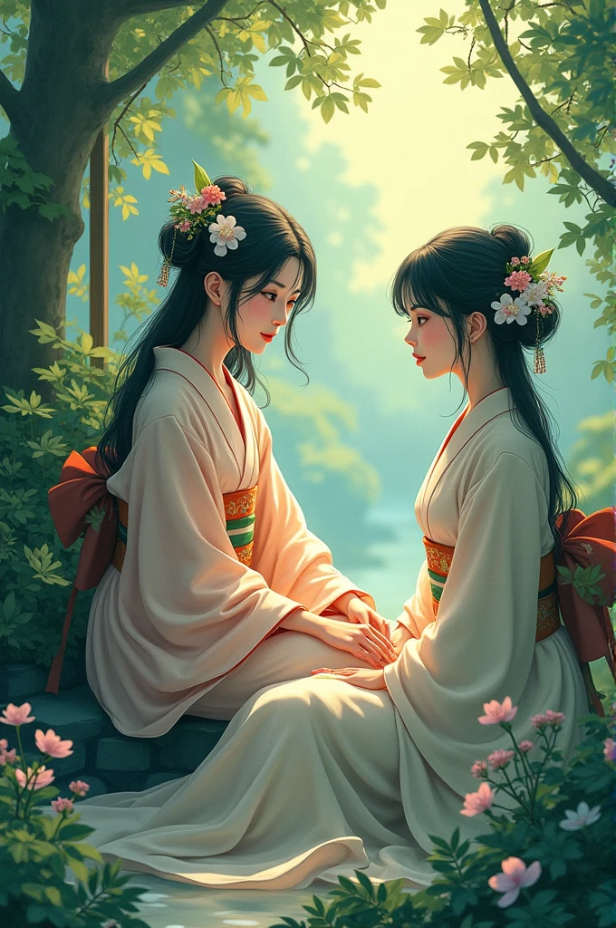 beutiful jappanese women,sit one the text FORTNIGHT