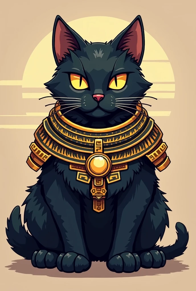 Pixel Sprite of a strong black cat with golden Egyptian armor as player