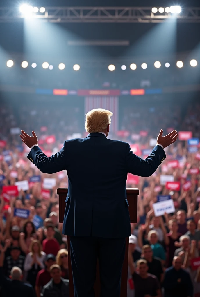 Trump speaking at a rally