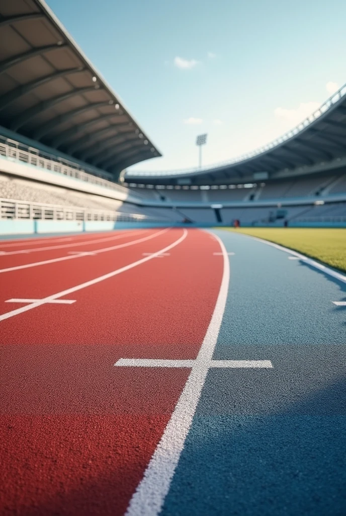 Create a book cover with title " 1001 Ways to Skipping " with cover image of a real athletics track