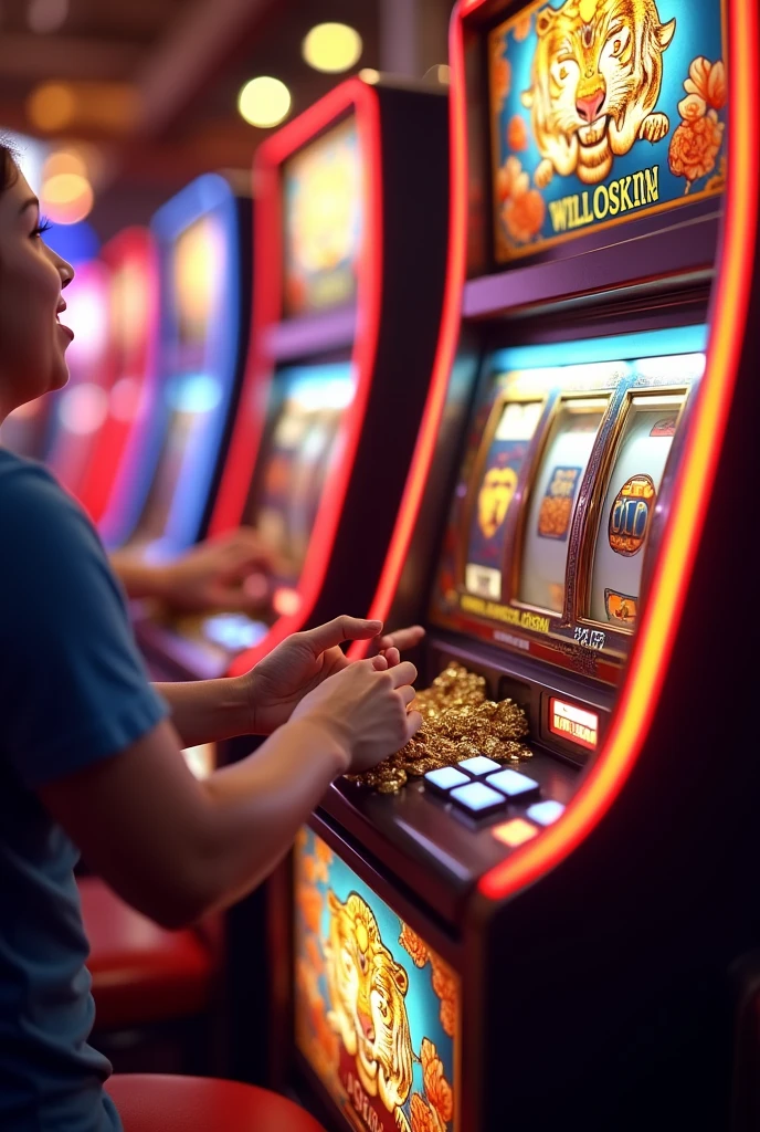 Create me a photo of winnings on the tiger slot