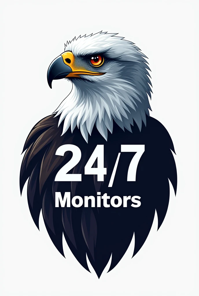 Cc camera lens in eagle eyes logo with word named 24/7 monitors on it