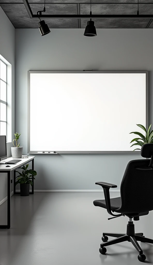 content recording room, whiteboard in the background