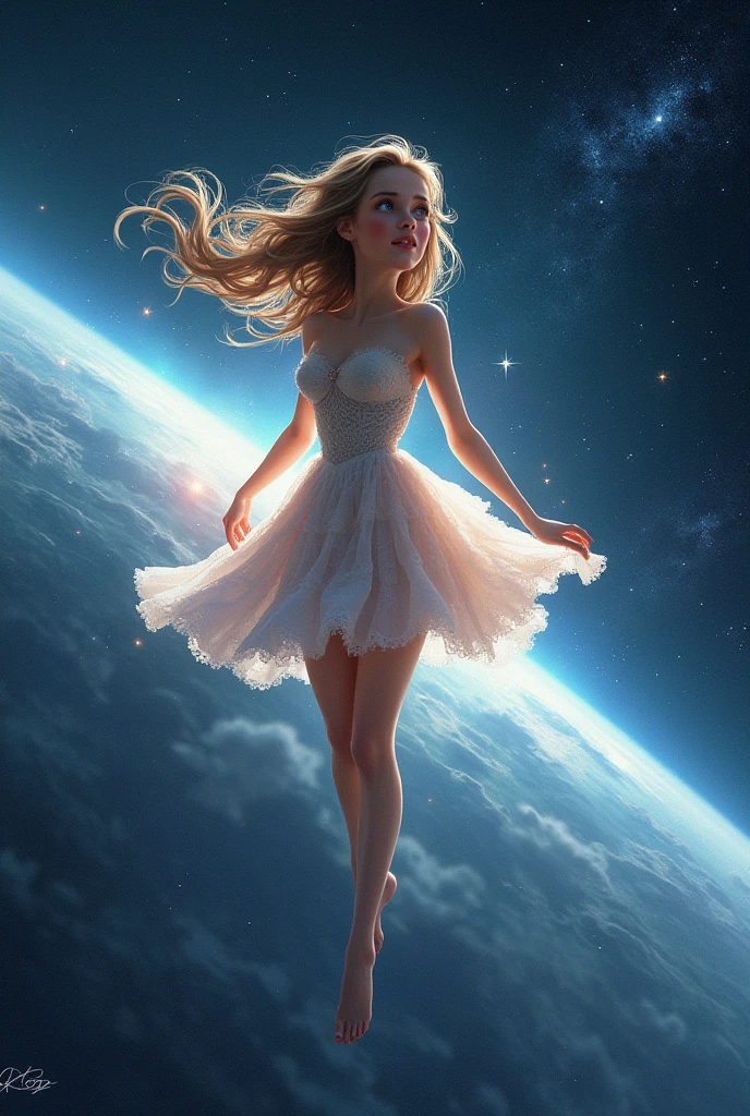 Princess in space in a miniskirt