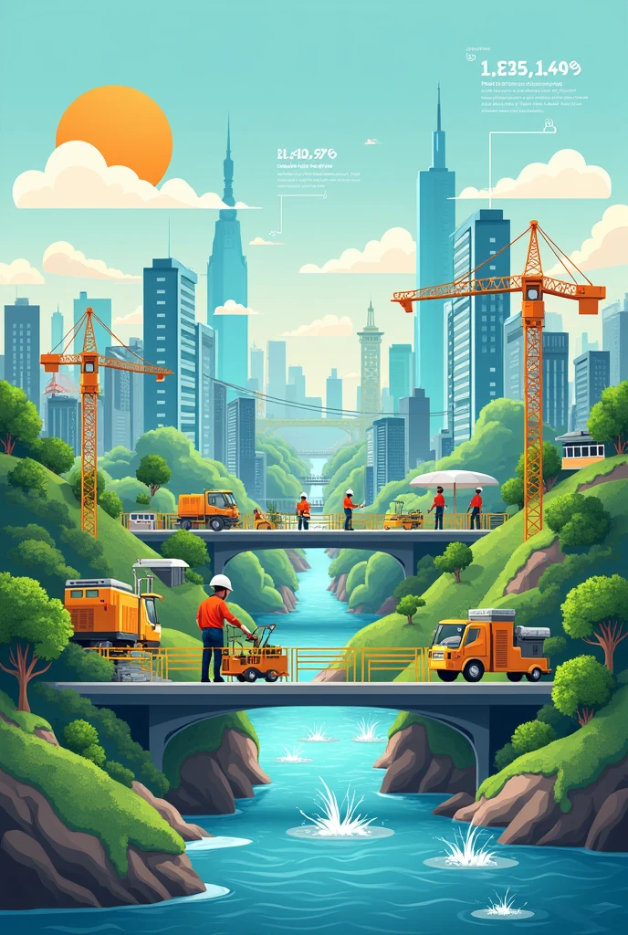 create a poster of civil engineering helping the environment add pictures and catchy powerful sentences please