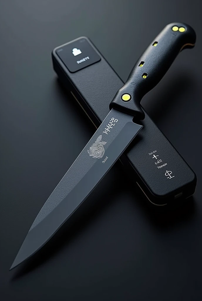 Make a knife has finger print using Arduino, that the finger print will put in the handle of the knife and it will lock to the case of the knife and the case has digital that will display the info