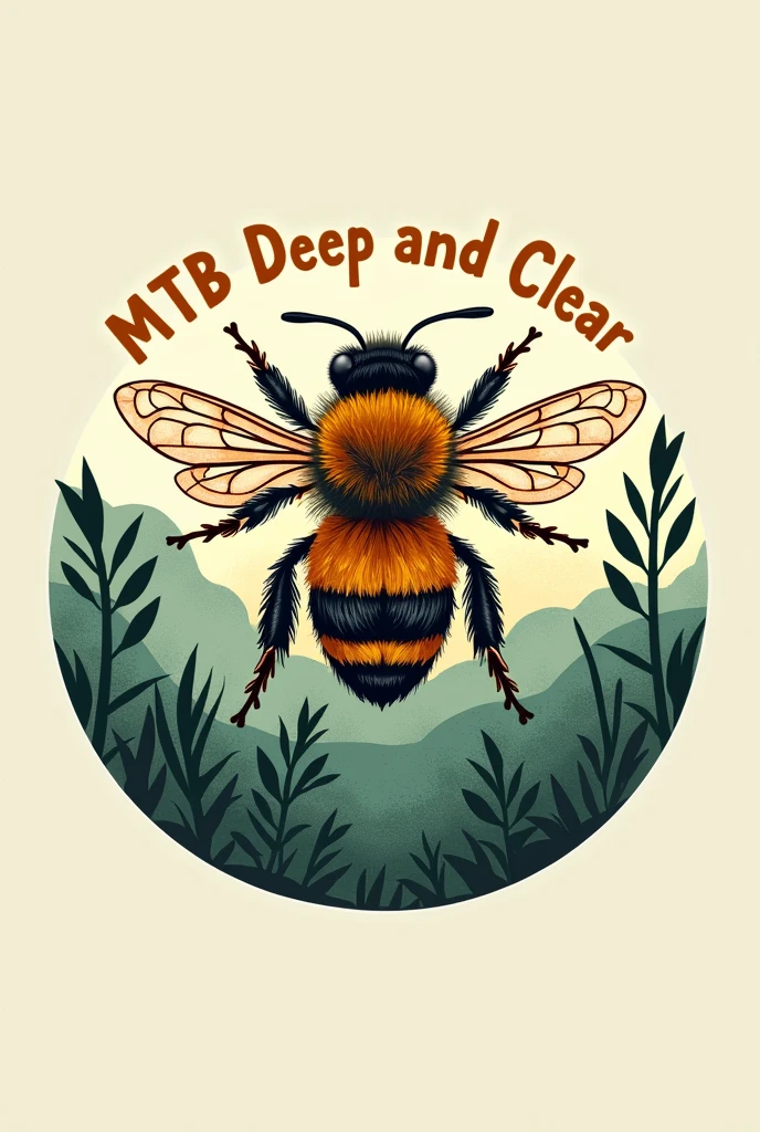 A logo that addresses the environmental issue and contains a frailejon bee and the letters MTB deep and clear