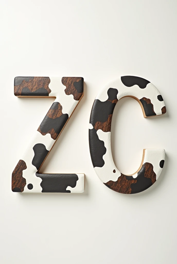 The letters ZC in a cow print
