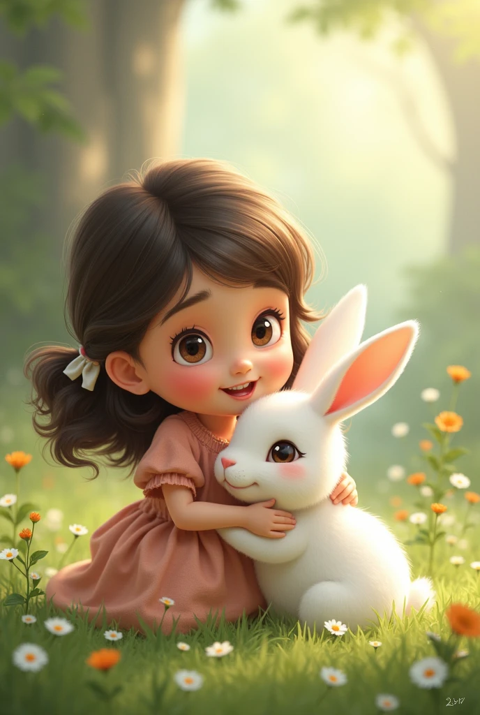 Lily names the rabbit Snowy, and they begin to play together every day