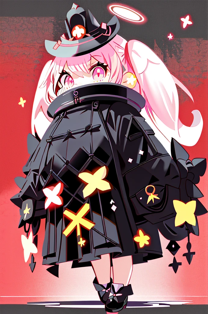 plastican00d, 1girl in, Chibi, Black, Black, Magnificent,Looking at Viewer, Panel background