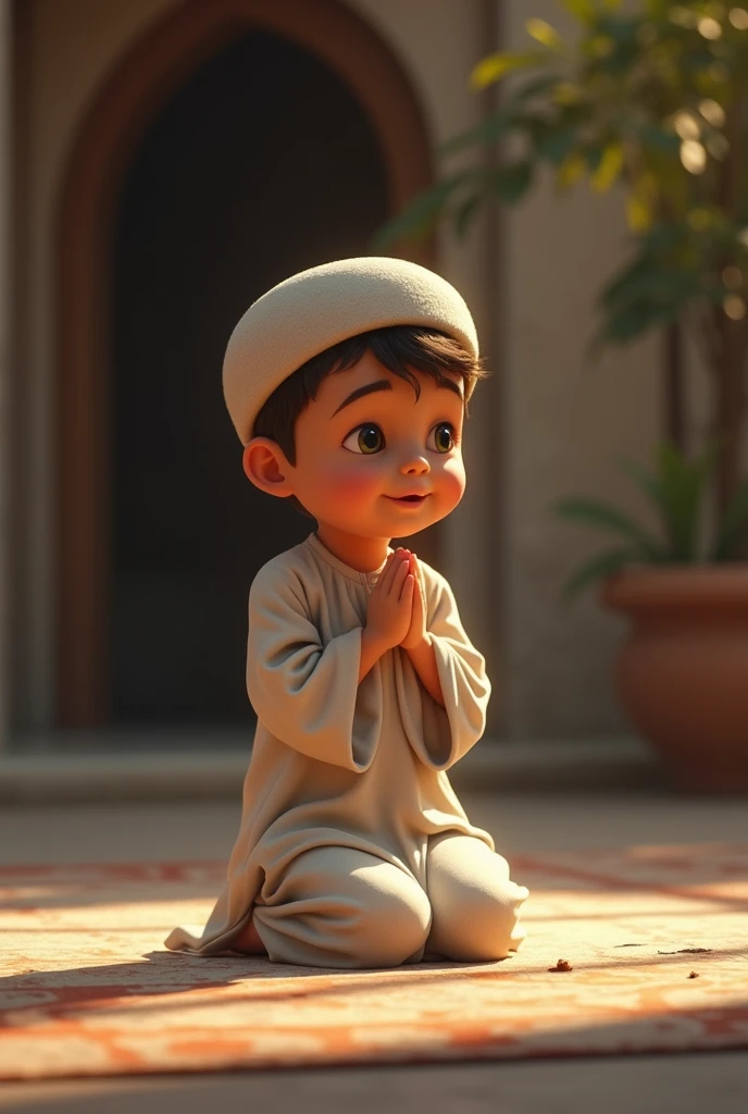 Small islamic boy praying