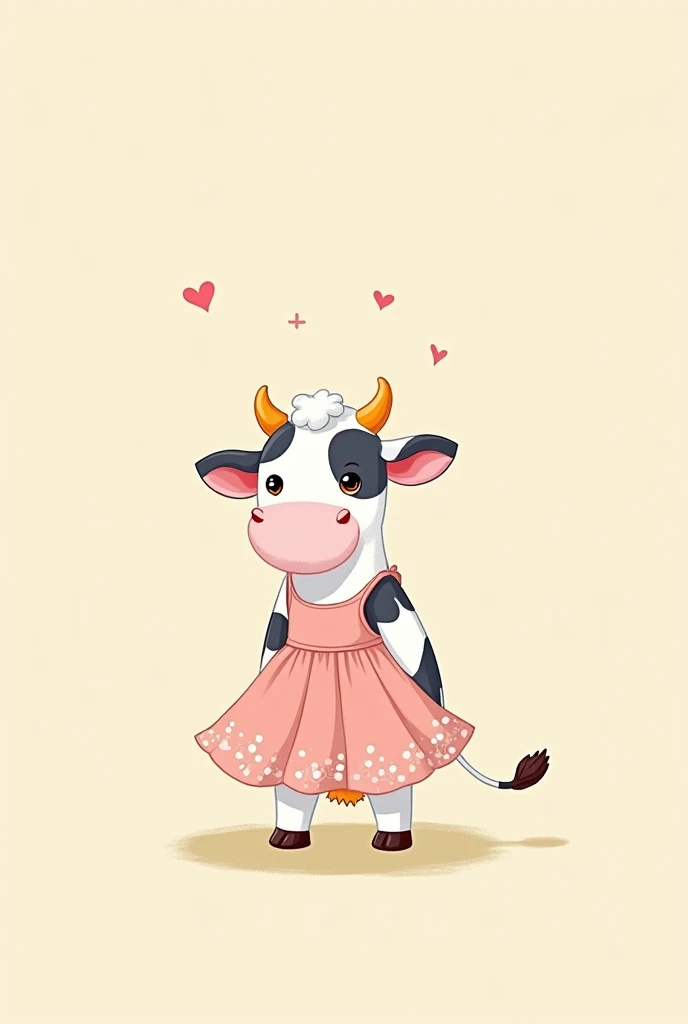 Give me a cartoon of a cow in a dress