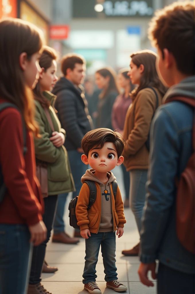 A boy see you shop with upset faces