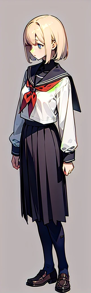 Full body, school uniform, girl, alone simple background