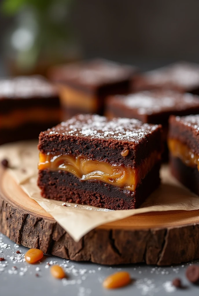 An image to promote a brownie with a dulce de leche flavor that makes you want to eat it