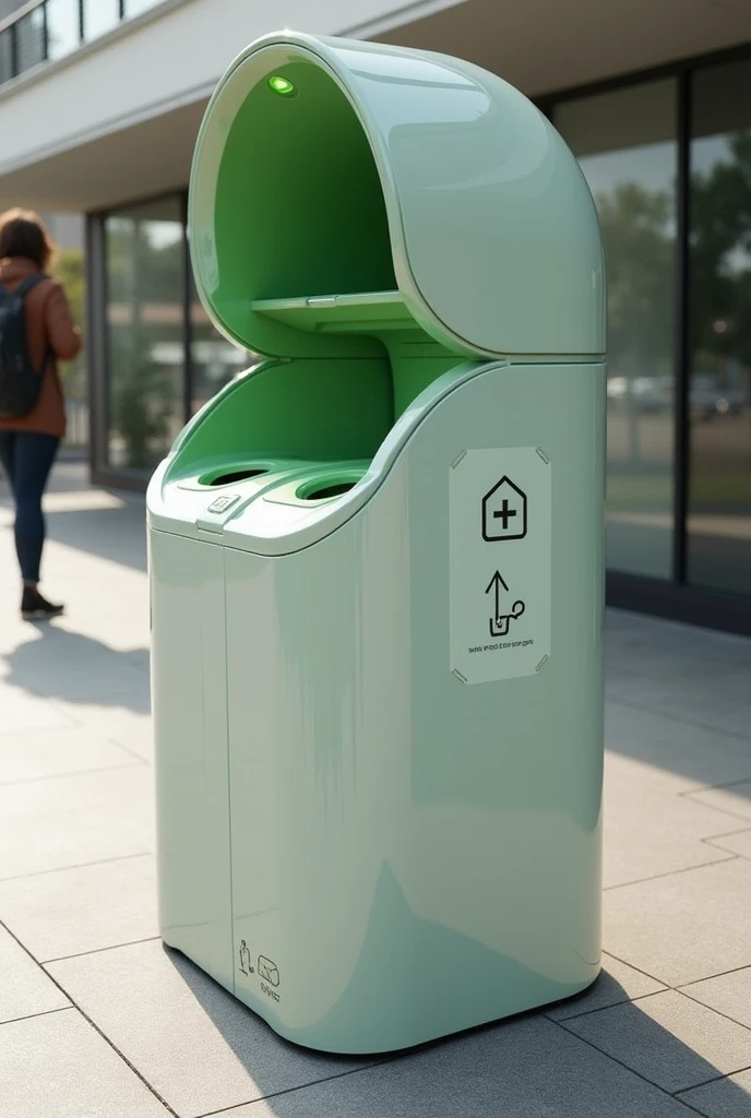 Design a smart waste bin that is environment friendly and which can be used in public areas and home to differentiate biodegradable and non-degradable wastes and attract people to use it. Generate possible design alternatives.which is easy to draw in paper 