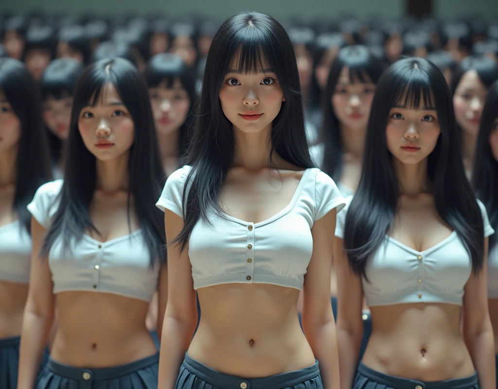 (Japanese Clone-girls=Myself), (Super Best masterpiece Clone-girls Raw Photography Art), (16K, Highest quality, Ultra-high resolution, RAW Photos), (It's so unrealistic., With unparalleled depiction, With an unfathomable sight, An unprecedented and shocking worldview, Clone-girls: In a world of mass reproduction, Ultra-realistic depiction), (Japanese Girls, Hamabe-Minami, 16yo), (Small face, Thick black hair, long hair, Dark Eyes, Mature face, Cute Smile, Smiling face, A gentle gaze), (Very pleasant look), (Very beautiful and detailed girl, Accurate body structure, Accurate body movements, Very detailed body), (Super big breasts, Large bulge of ample breasts), (High school girl's summer clothes, Short sleeve, Emphasise the fullness of your breasts), (Very detailed, Myself cloning, Depiction of splitting oneself, 1Myself girl→1,000,000,000,000,000,000,000,000,000,000Myself cloning girls), (Myself clone girlsは, With the same perfect appearance, to multiply in large numbers), (Very detailed depiction, Myself's multiplying female body, In the same female body,With the same face, With the same hairstyle, In the same clothes, At the same height, 同じSuper big breastsで, A completely indistinguishable female body, 1,000,000,000,000,000,000,000,000,000,000 people), (Myself girls only), (1,000,000,000,000,000,000,000,000,000,000Myself girls), Japanese Classroom, Scenes from class, Bright lighting, Peaceful atmosphere, Talk to Myself, Wide-angle field of view, wide view, You can shoot your subject from anywhere, Erase the center subject in the front, Highly detailed snapshot depictions