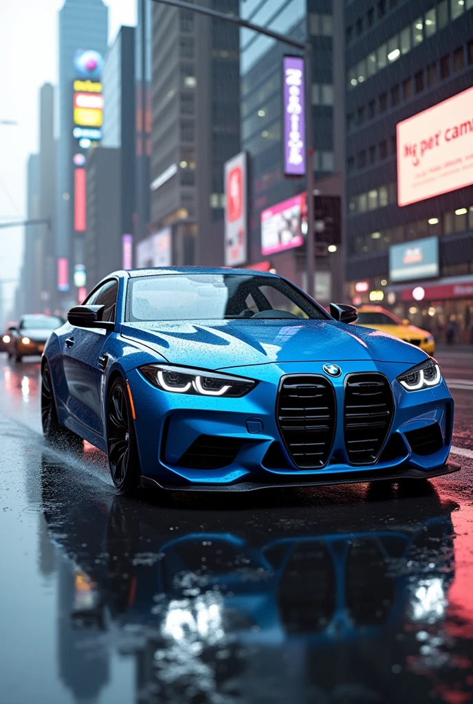 BMW m4 On wet streets
cyan colour
In new York