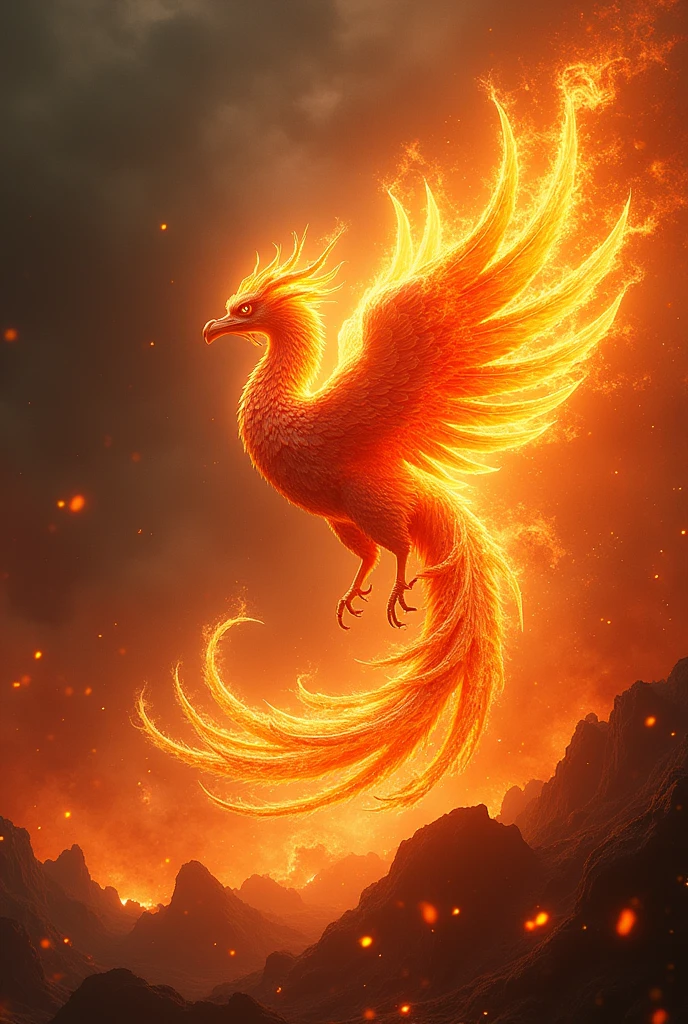 The Phoenix also known as the Fenghuang is a divine figure bird with a body made of beautiful flames, the whole area is in great flames and raining fire, burning everything down and starting all over again, the ruler of reincarnation and eternity, behind it a pitch-black space will be left and everything will burn up, a dazzling light will remain and a new life will begin