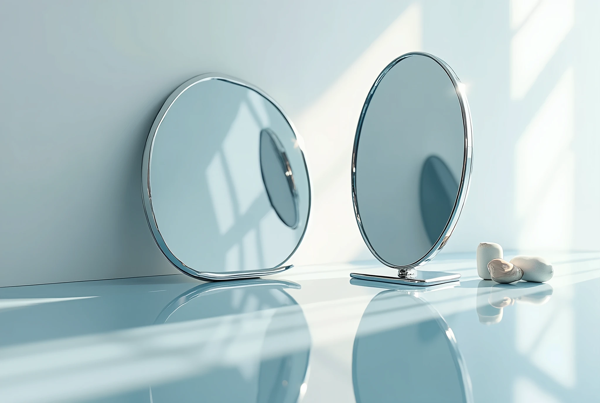 (photorealistic scene:1.2), a mirror reflecting a mirror