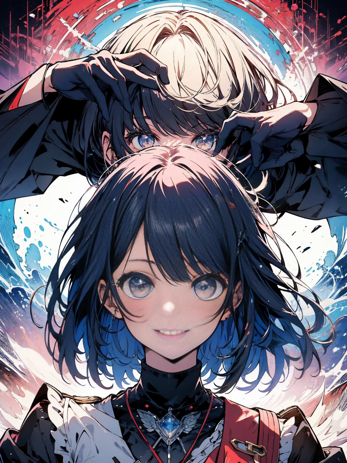 masterpiece, Highest quality, High resolution, One Girl,1930s、Biplane on background、Pilot Suit、 alone, Girl with bangs、young woman、1、Long Hair、smile